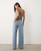 Abercrombie & Fitch Abercrombie & Fitch lighweight denim wide leg tie-up jeans set in blue pinstripe - 2