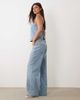 Abercrombie & Fitch Abercrombie & Fitch lighweight denim wide leg tie-up jeans set in blue pinstripe - 3