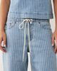 Abercrombie & Fitch Abercrombie & Fitch lighweight denim wide leg tie-up jeans set in blue pinstripe - 4