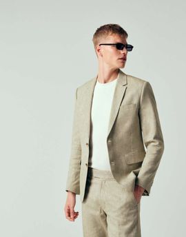 Abercrombie & Fitch Abercrombie & Fitch linen blend slim fit single breasted blazer in green - part of a set