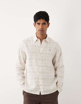 Abercrombie & Fitch Abercrombie & Fitch linen rich long sleeve shirt in white plaid