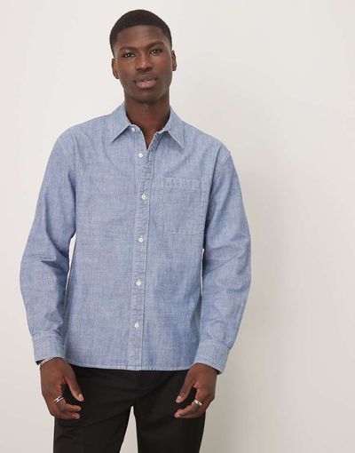 Abercrombie & Fitch Abercrombie & Fitch long sleeve denim shirt in indigo-Blue