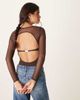 Abercrombie & Fitch Abercrombie & Fitch long sleeve mesh bra-free bodysuit in brown - 1