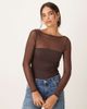 Abercrombie & Fitch Abercrombie & Fitch long sleeve mesh bra-free bodysuit in brown - 2