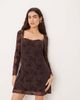 Abercrombie & Fitch Abercrombie & Fitch long sleeve mini dress with bra insert in brown floral - 1