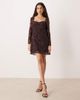 Abercrombie & Fitch Abercrombie & Fitch long sleeve mini dress with bra insert in brown floral - 2