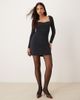 Abercrombie & Fitch Abercrombie & Fitch long sleeve sweatheart mini dress in black - 1