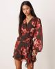 Abercrombie & Fitch Abercrombie & Fitch long sleeve wrap mini dress in brown floral - 1
