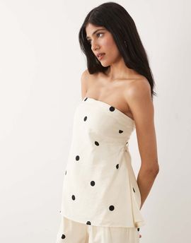 Abercrombie & Fitch Abercrombie & Fitch longline bandeau top in white polka dot, part of a set
