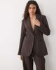Abercrombie & Fitch Abercrombie & Fitch longline cinched waist blazer in brown pinstripes - part of a set - 1