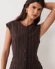 Abercrombie & Fitch Abercrombie & Fitch longline v-neck vest in black pinstripe - 1