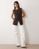 Abercrombie & Fitch Abercrombie & Fitch longline v-neck vest in black pinstripe - 3