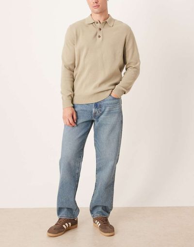 Abercrombie & Fitch Abercrombie & Fitch loose 5 pocket jeans in mid blue wash