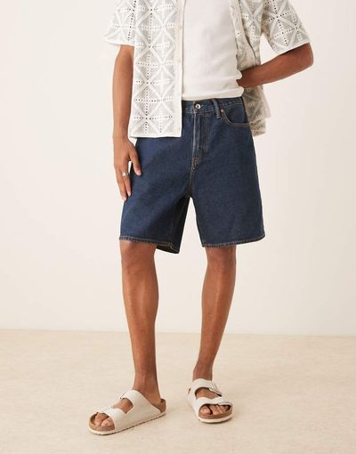 Abercrombie & Fitch Abercrombie & Fitch loose denim shorts in indigo-Blue