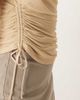 Abercrombie & Fitch Abercrombie & Fitch mesh asymmetric tie detail top in beige-Neutral - 3
