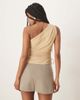 Abercrombie & Fitch Abercrombie & Fitch mesh asymmetric tie detail top in beige-Neutral - 4
