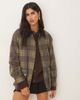 Abercrombie & Fitch Abercrombie & Fitch mid length contrast collar waxed barn jacket in green plaid - 1