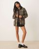 Abercrombie & Fitch Abercrombie & Fitch mid length contrast collar waxed barn jacket in green plaid - 2