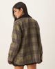 Abercrombie & Fitch Abercrombie & Fitch mid length contrast collar waxed barn jacket in green plaid - 3