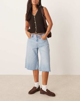 Abercrombie & Fitch Abercrombie & Fitch mid rise long jort jean shorts in light blue wash