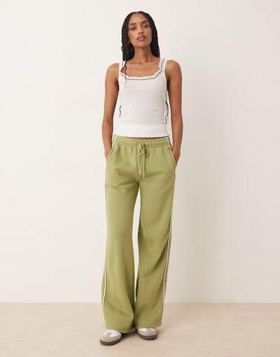 Abercrombie & Fitch Abercrombie & Fitch mid rise wide leg sweatpants in sage green
