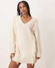 Abercrombie & Fitch Abercrombie & Fitch mini sweater dress with fringing in cream-White - 1