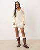 Abercrombie & Fitch Abercrombie & Fitch mini sweater dress with fringing in cream-White - 3