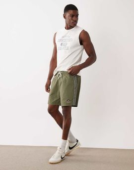 Abercrombie & Fitch Abercrombie & Fitch nylon shorts with side stripe in khaki-Black