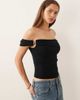 Abercrombie & Fitch Abercrombie & Fitch off shoulder top with hardware detail in black - 1