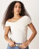Abercrombie & Fitch Abercrombie & Fitch off the shoulder asymmetric wrap bodysuit in white - 1