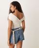 Abercrombie & Fitch Abercrombie & Fitch off the shoulder asymmetric wrap bodysuit in white - 4
