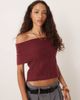 Abercrombie & Fitch Abercrombie & Fitch off the shoulder foldover top in burgundy-Red - 1