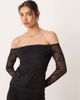 Abercrombie & Fitch Abercrombie & Fitch off the shoulder lace top with built in bra in black - 1