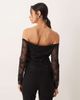 Abercrombie & Fitch Abercrombie & Fitch off the shoulder lace top with built in bra in black - 4