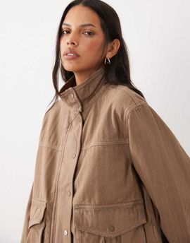 Abercrombie & Fitch Abercrombie & Fitch oversized denim jacket in washed brown