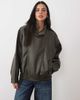 Abercrombie & Fitch Abercrombie & Fitch oversized faux leather bomber jacket in khaki green - 1