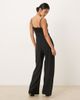 Abercrombie & Fitch Abercrombie & Fitch plunge jumpsuit with lace detail in black - 3