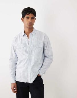 Abercrombie & Fitch Abercrombie & Fitch pocket detail long sleeve shirt in blue striped print