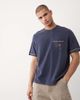 Abercrombie & Fitch Abercrombie & Fitch premium heavyweight T-shirt with embroidered detail in washed navy-Blue - 1