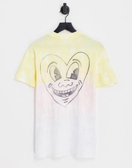 Abercrombie & Fitch Abercrombie & Fitch Pride capsule keith haring heart back print tie dye t-shirt in multi