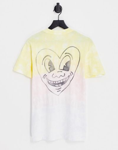 Abercrombie & Fitch Abercrombie & Fitch Pride capsule keith haring heart back print tie dye t-shirt in multi