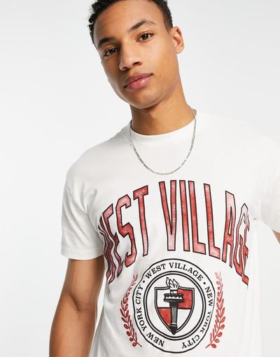 Abercrombie & Fitch Abercrombie & Fitch retro prep west village print T-shirt in white