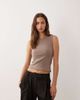 Abercrombie & Fitch Abercrombie & Fitch ribbed tank top with built in bra in oatmeal-Neutral - 1