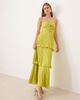 Abercrombie & Fitch Abercrombie & Fitch ruched bandeau pleated tiered maxi dress in lime green - 1