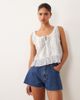 Abercrombie & Fitch Abercrombie & Fitch ruffle boho sleeveless top in blue stripes - 1