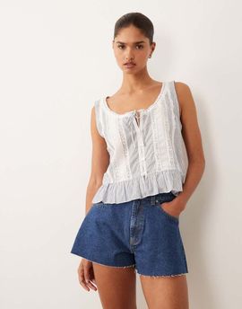 Abercrombie & Fitch Abercrombie & Fitch ruffle boho sleeveless top in blue stripes