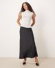 Abercrombie & Fitch Abercrombie & Fitch satin look high rise bias cut maxi skirt in black - 1
