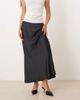 Abercrombie & Fitch Abercrombie & Fitch satin look high rise bias cut maxi skirt in black - 3
