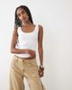 Abercrombie & Fitch Abercrombie & Fitch scoop neck tank top with built-in bra in white - 1