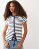 Abercrombie & Fitch Abercrombie & Fitch short sleeve button up icon T-shirt in white striped print - 1